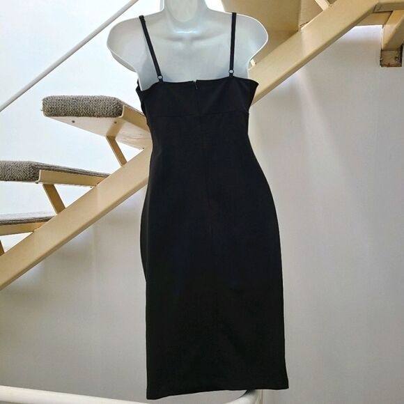 Stretchy Bodycon Cutout Black Midi Dress S - Picture 3 of 3